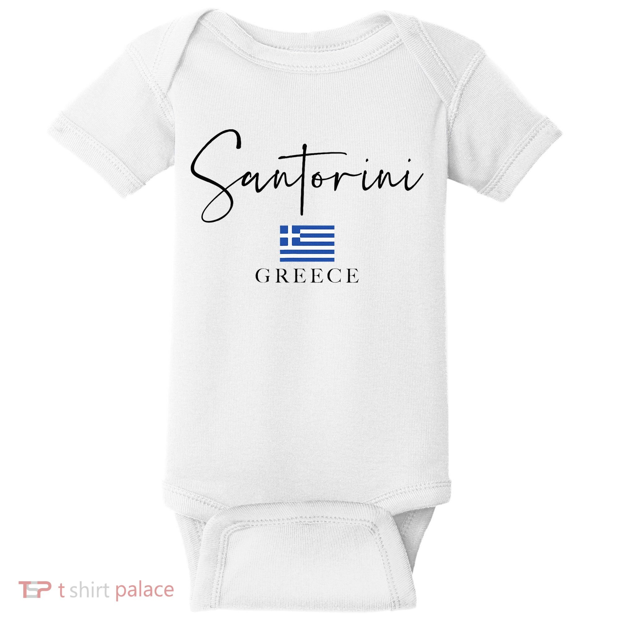 Greece Flag Vacation Island Santorini Baby Bodysuit