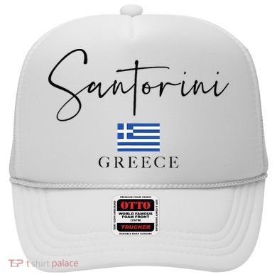 Greece Flag Vacation Island Santorini Hat