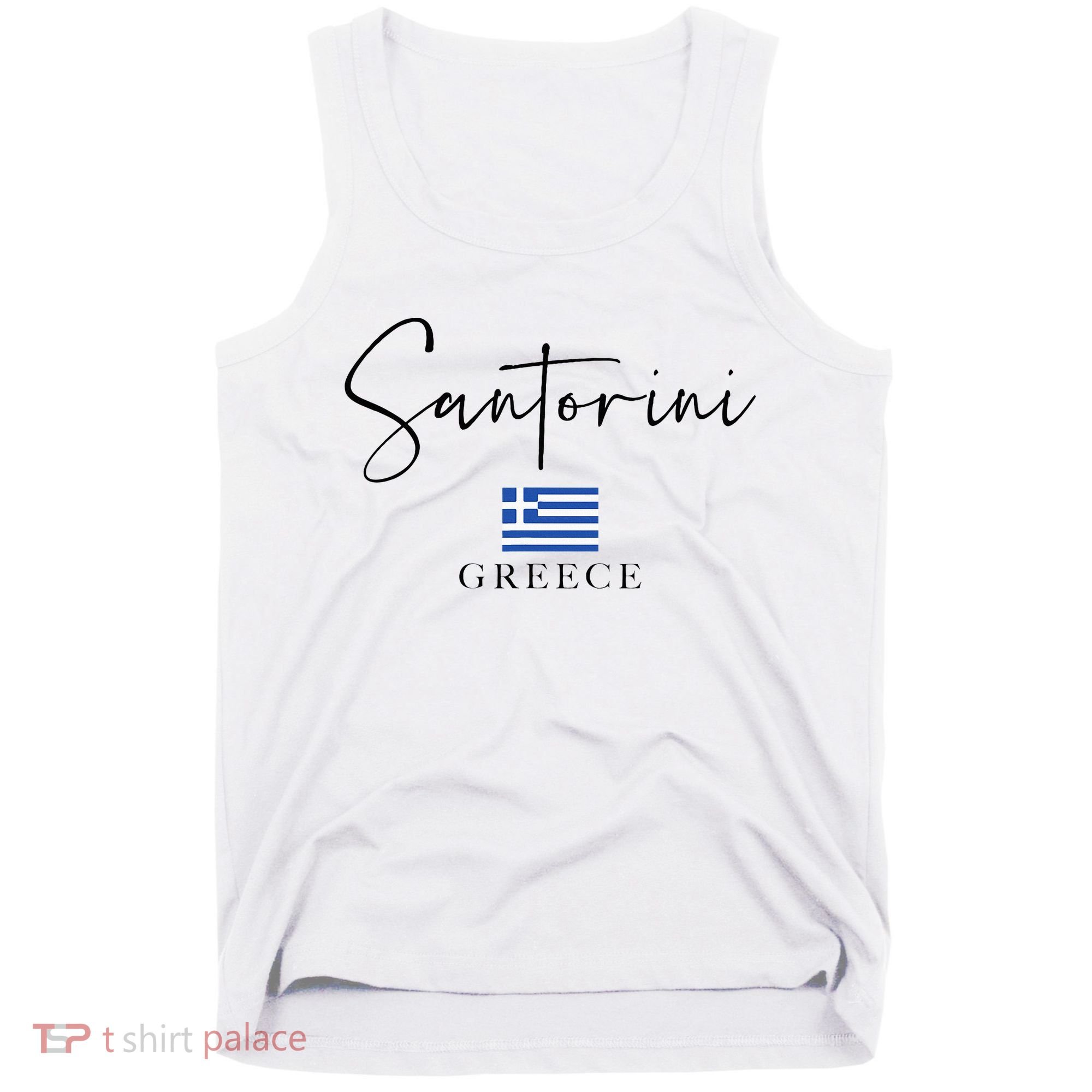 Greece Flag Vacation Island Santorini Tank Top