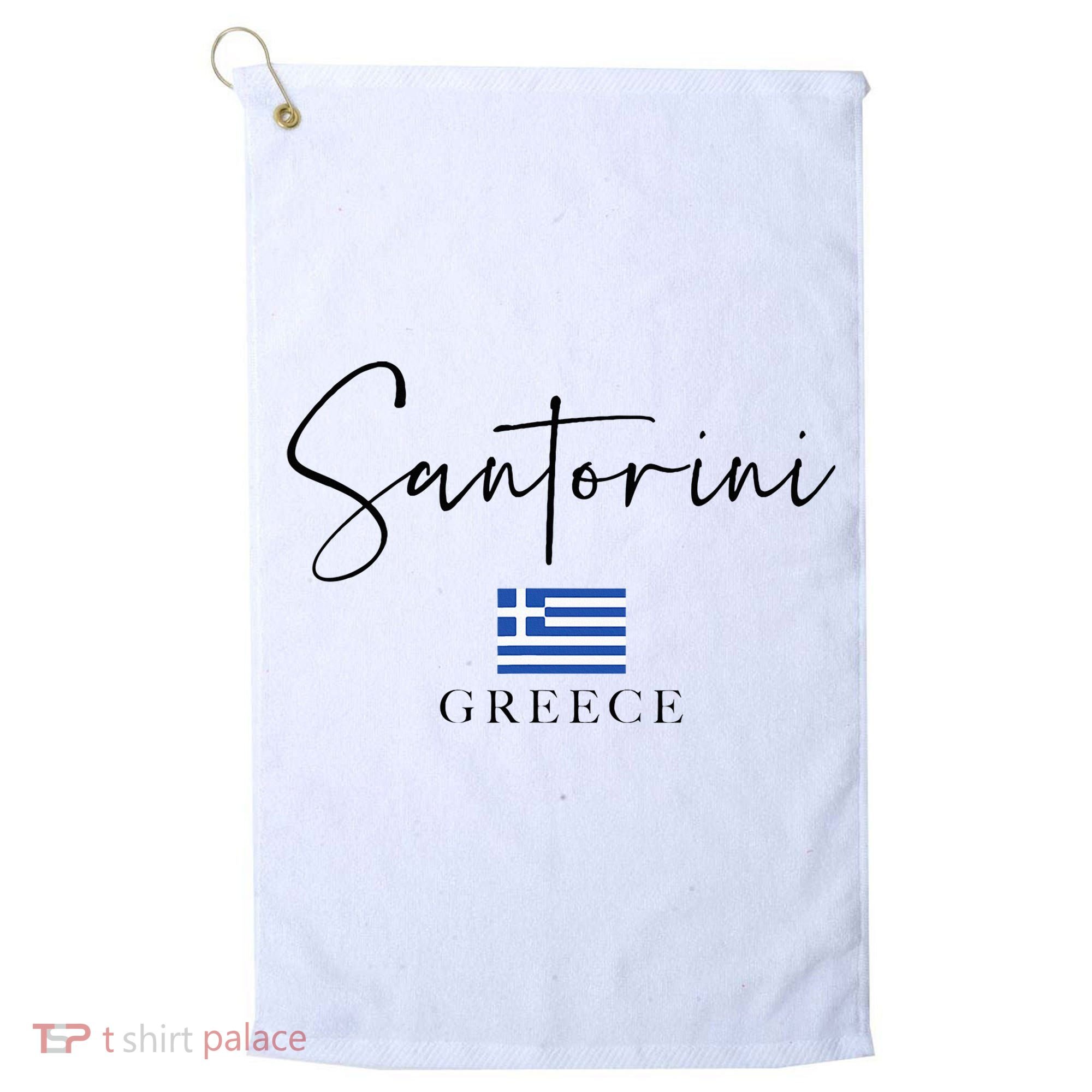 Greece Flag Vacation Island Santorini Golf Towel