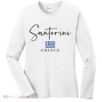 Greece Flag Vacation Island Santorini Women's Long Sleeve Shirt thumb 0