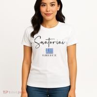 Greece Flag Vacation Island Santorini Women's T-Shirt thumb 4