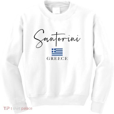 Greece Flag Vacation Island Santorini Kids Sweatshirt