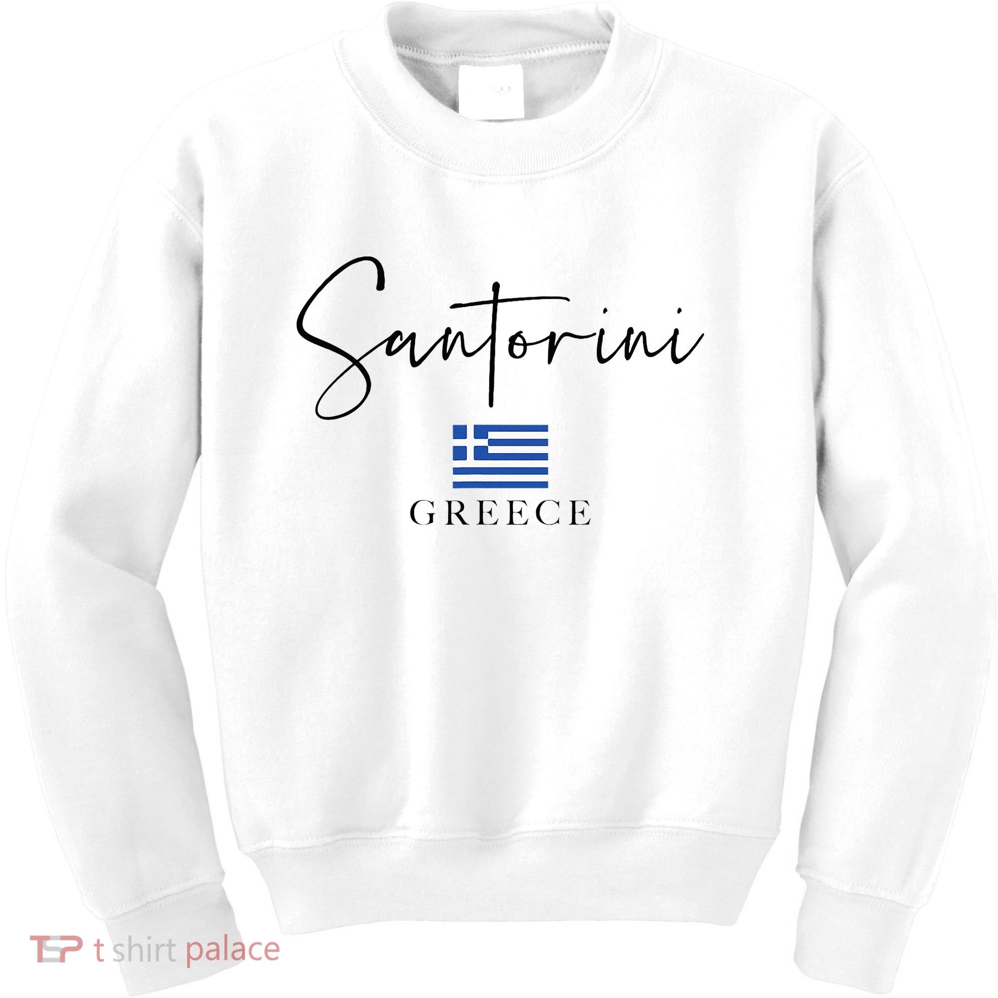 Greece Flag Vacation Island Santorini Kids Sweatshirt