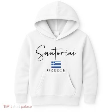 Greece Flag Vacation Island Santorini Kids Hoodie