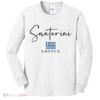 Greece Flag Vacation Island Santorini Kids Long Sleeve Shirt thumb 0
