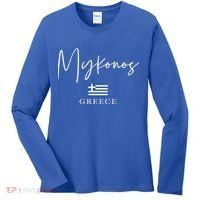 Greece Flag Vacation Island Mykonos Cool Gift Women's Long Sleeve Shirt thumb 0