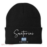 Greece Flag Vacation Island Santorini Funny Gift Beanie thumb 0