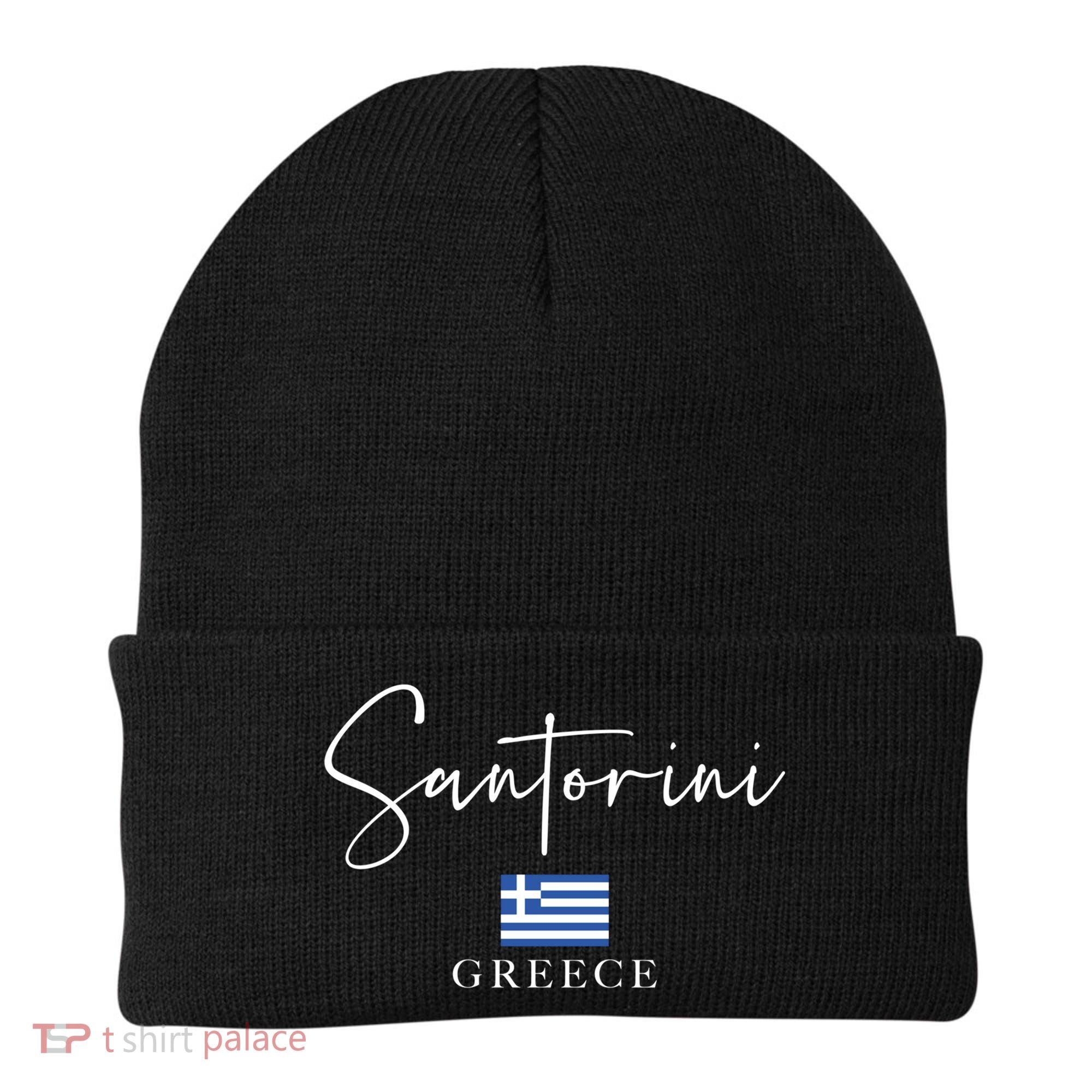 Greece Flag Vacation Island Santorini Funny Gift Beanie