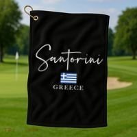 Greece Flag Vacation Island Santorini Funny Gift Golf Towel thumb 1
