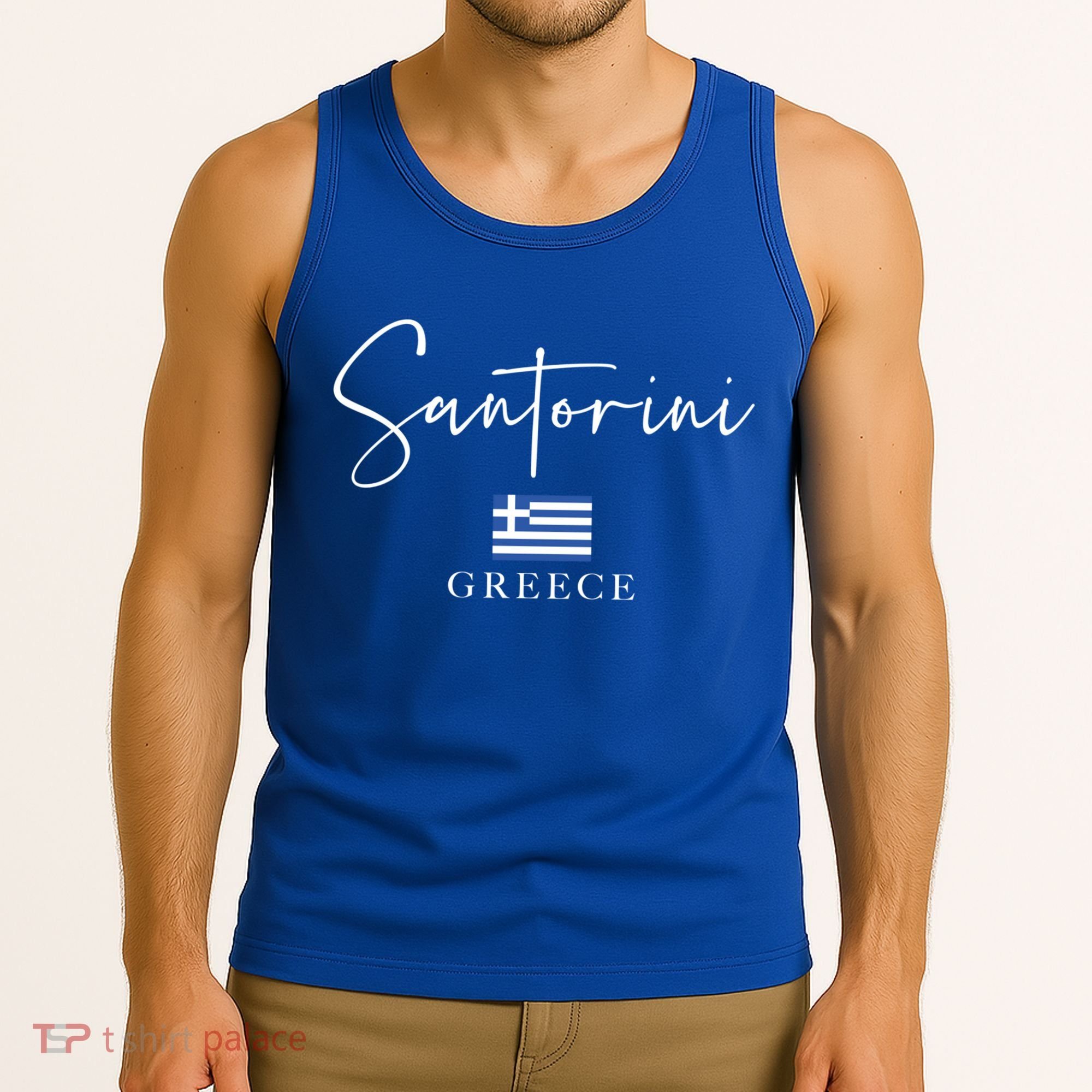 Greece Flag Vacation Island Santorini Funny Gift Tank Top