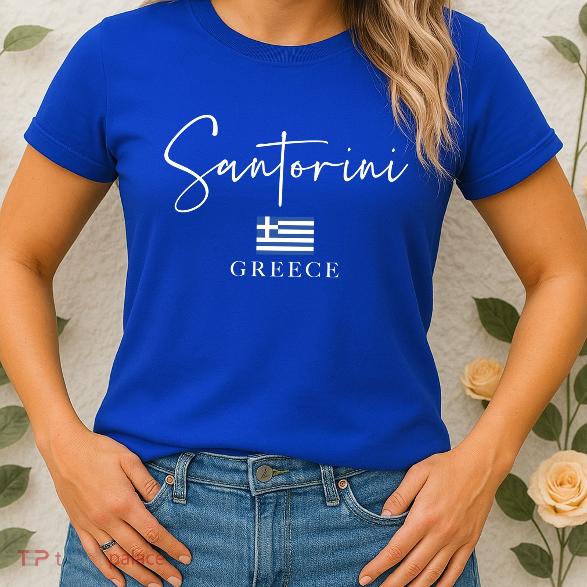 Greece Flag Vacation Island Santorini Funny Gift Women's T-Shirt