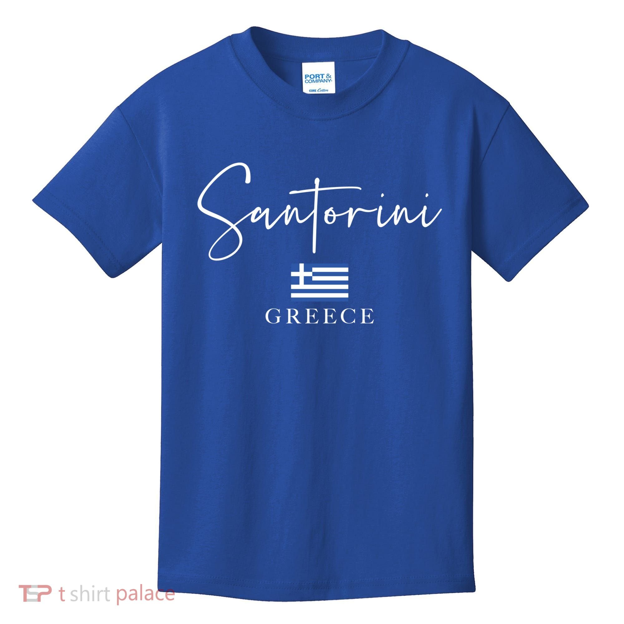Greece Flag Vacation Island Santorini Funny Gift Kids T-Shirt