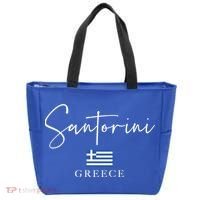 Greece Flag Vacation Island Santorini Funny Gift Tote Bag thumb 0