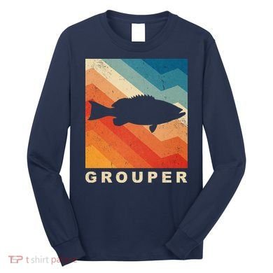 Grouper Fish Vintage Sunset Long Sleeve Shirt