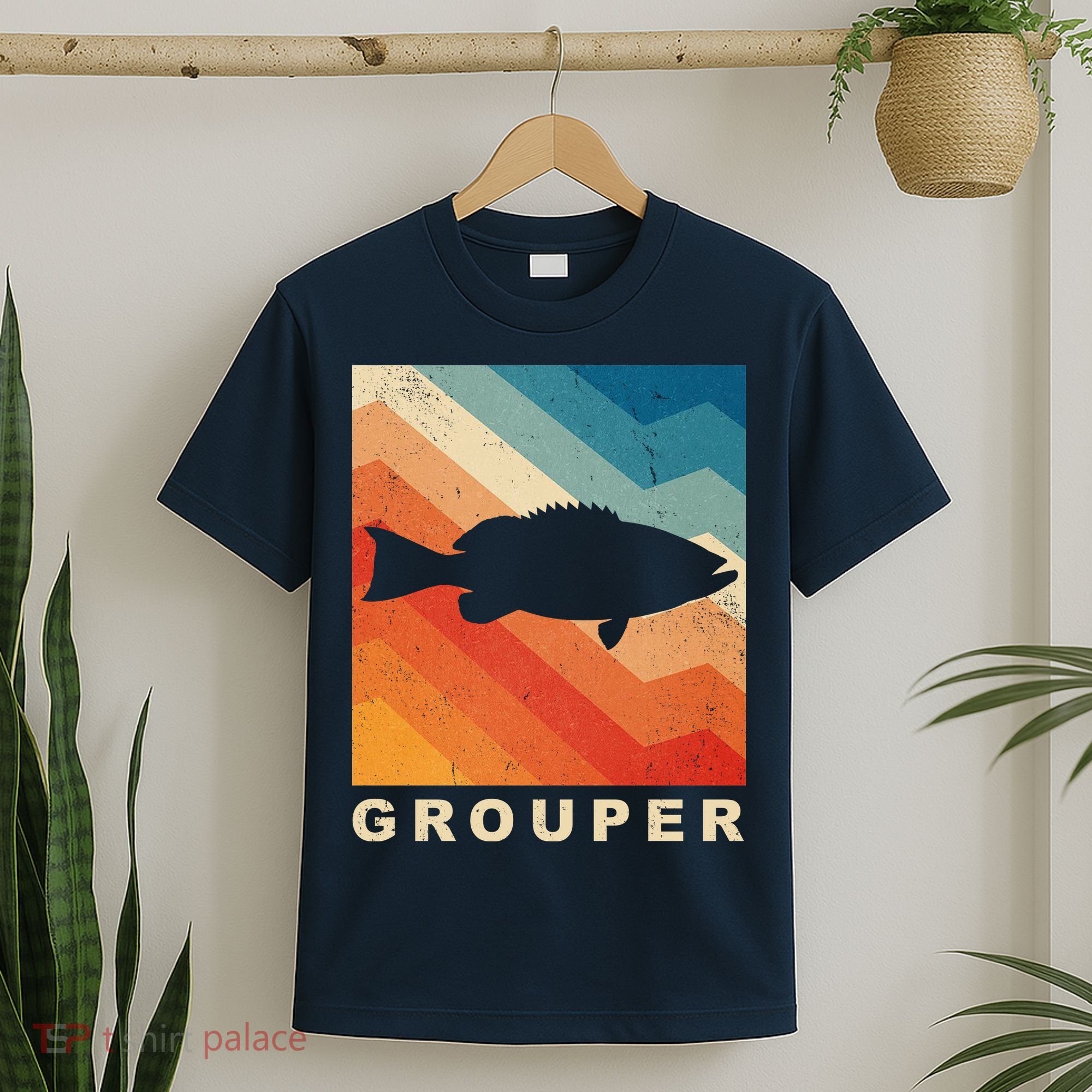 Grouper Fish Vintage Sunset T-Shirt