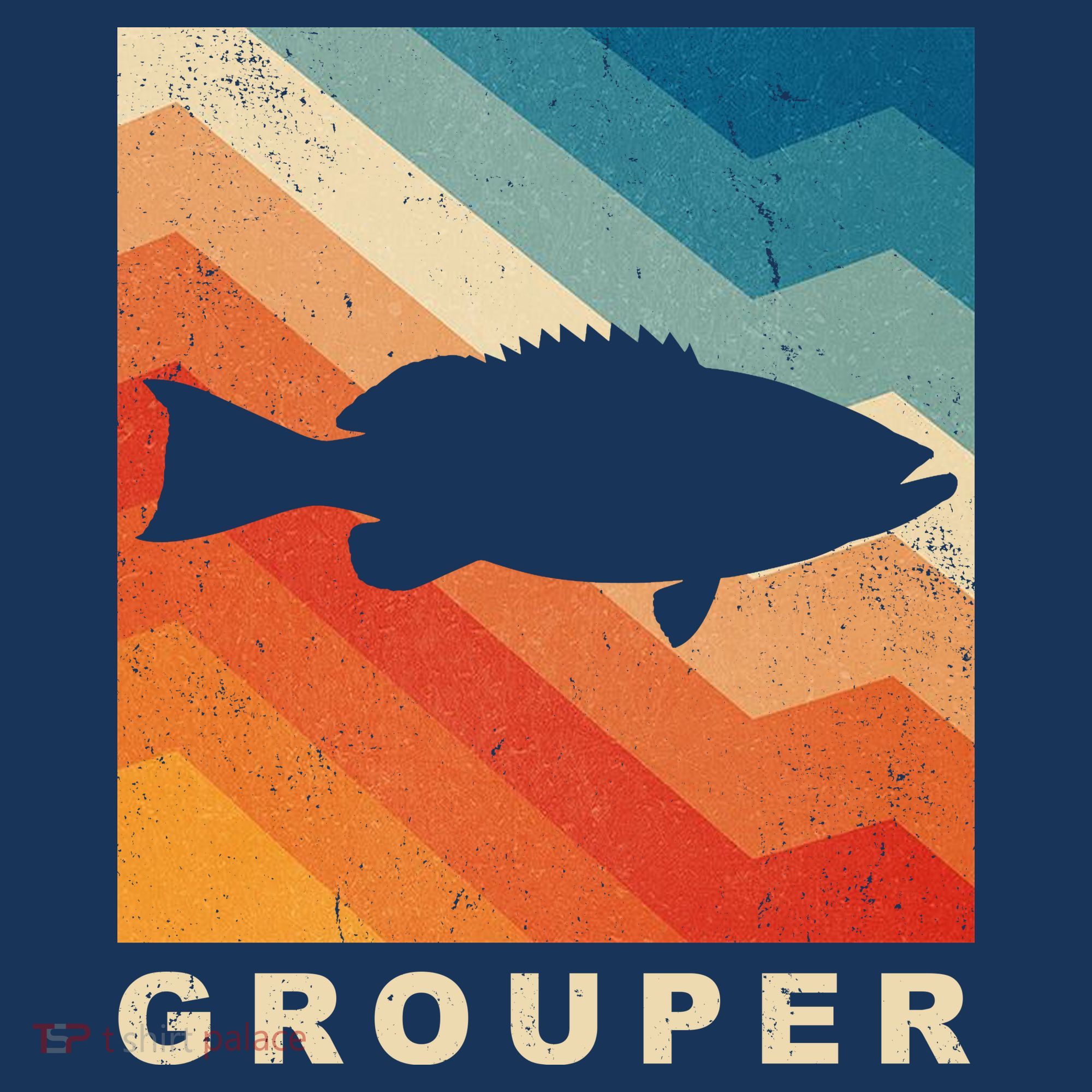 Grouper Fish Vintage Sunset T-Shirt