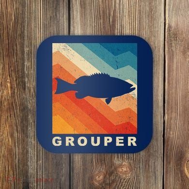 Grouper Fish Vintage Sunset Coaster