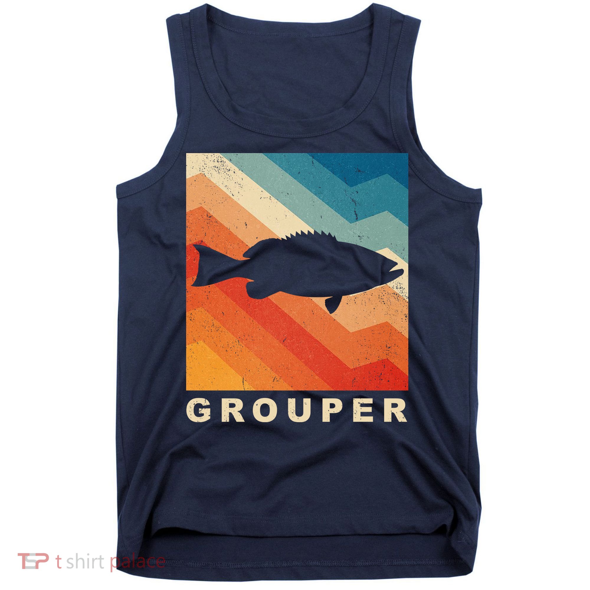 Grouper Fish Vintage Sunset Tank Top