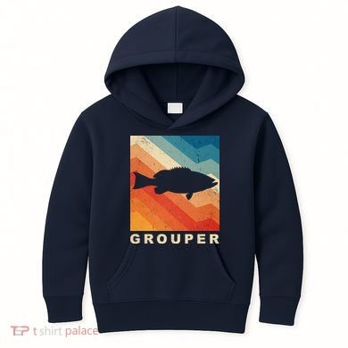 Grouper Fish Vintage Sunset Kids Hoodie