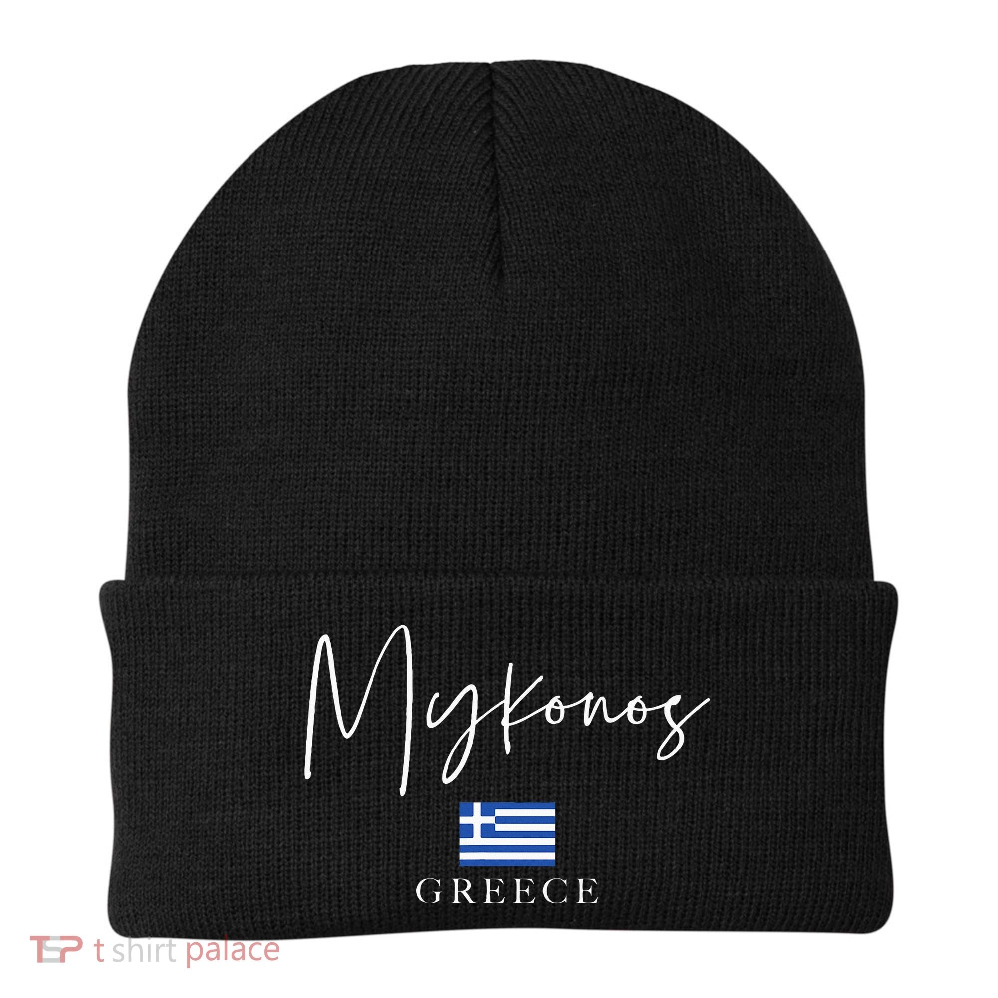 Greece Flag Vacation Island Mykonos Beanie