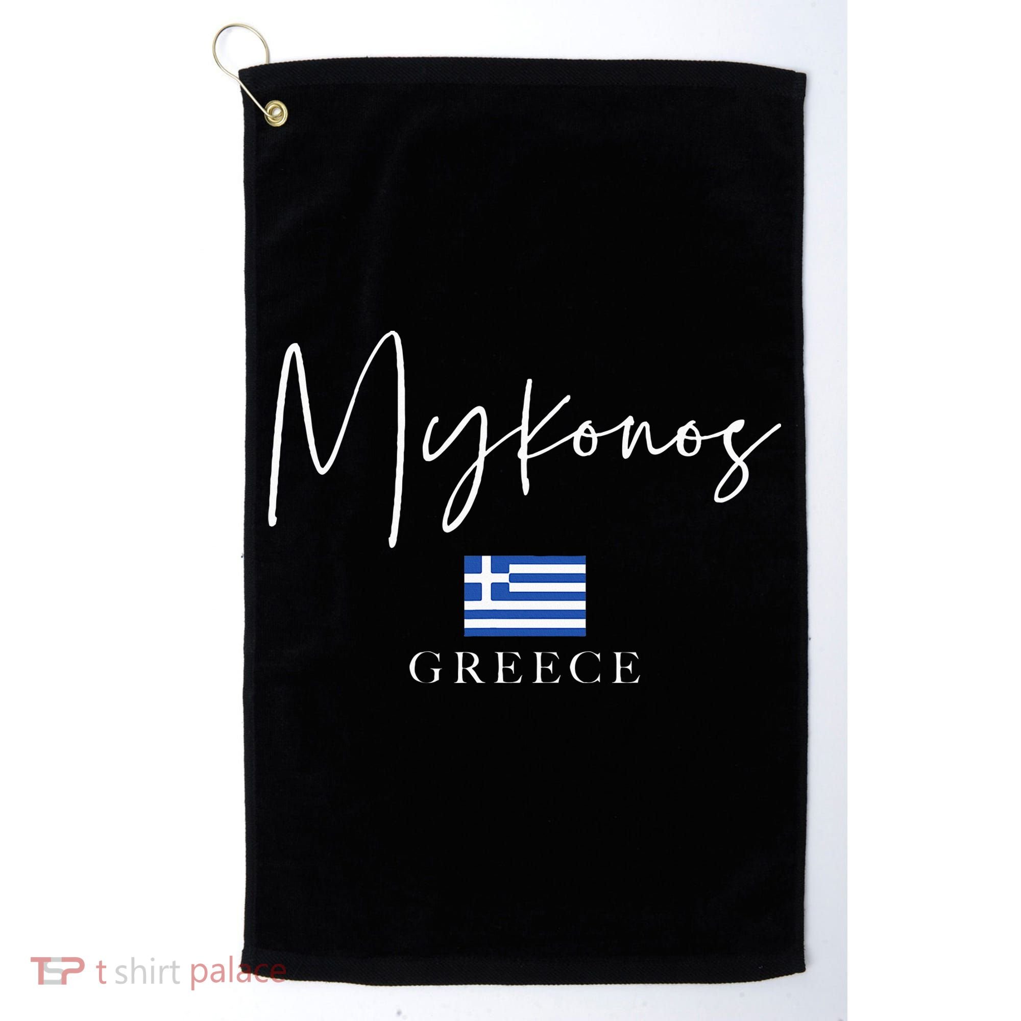 Greece Flag Vacation Island Mykonos Golf Towel