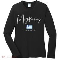 Greece Flag Vacation Island Mykonos Women's Long Sleeve Shirt thumb 0