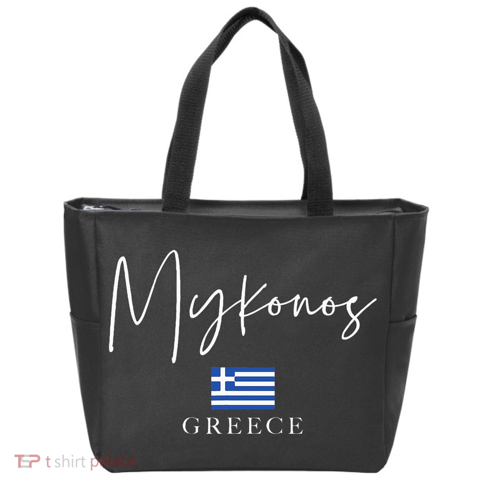 Greece Flag Vacation Island Mykonos Tote Bag