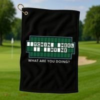Gift for Wheel and Game Show Lovers, Fortune Word Puzzles Golf Towel thumb 1