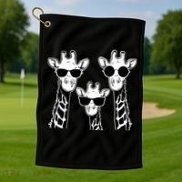 Giraffes family with sunglasses - Giraffe Golf Towel thumb 1
