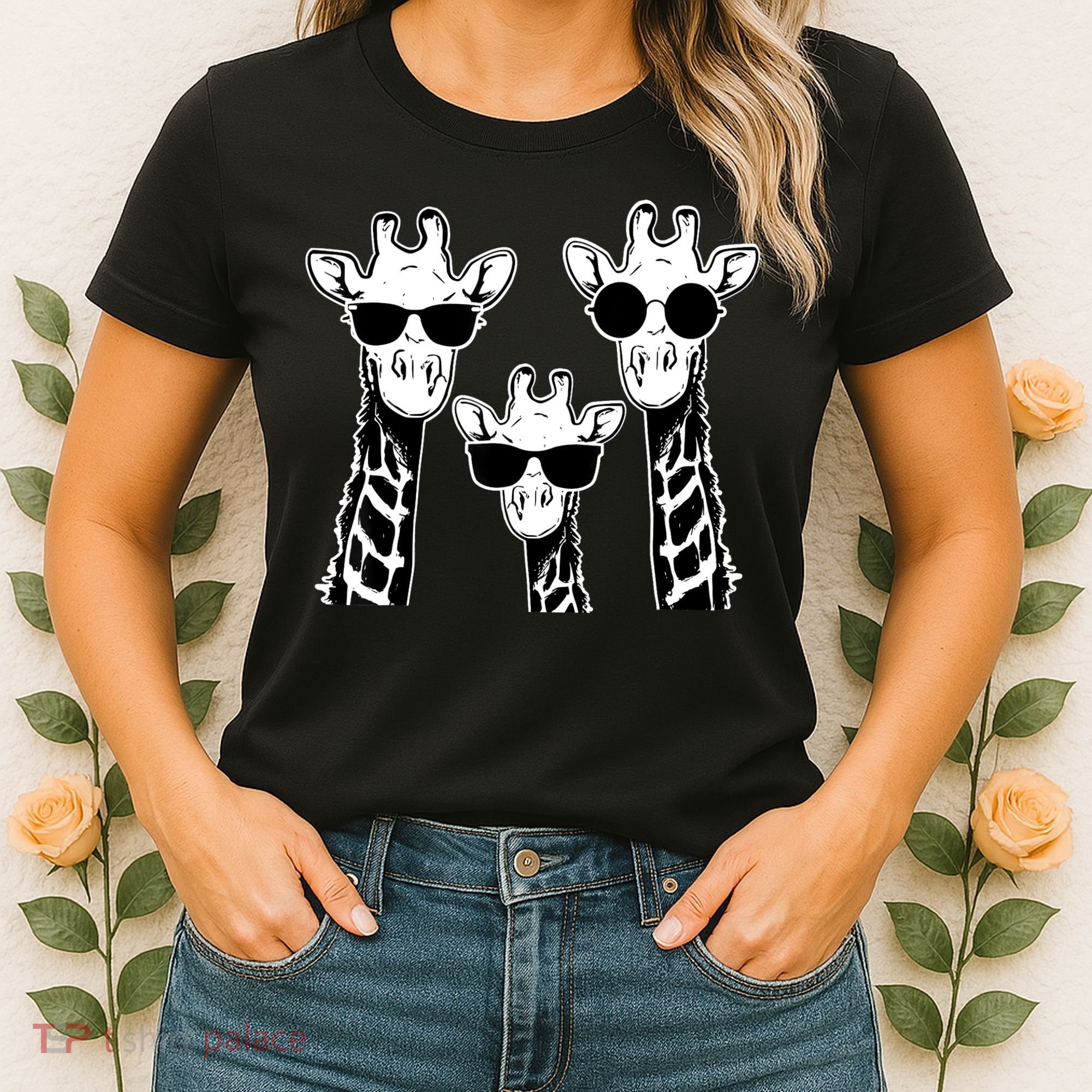 Giraffes family with sunglasses - Giraffe Women's T-Shirt