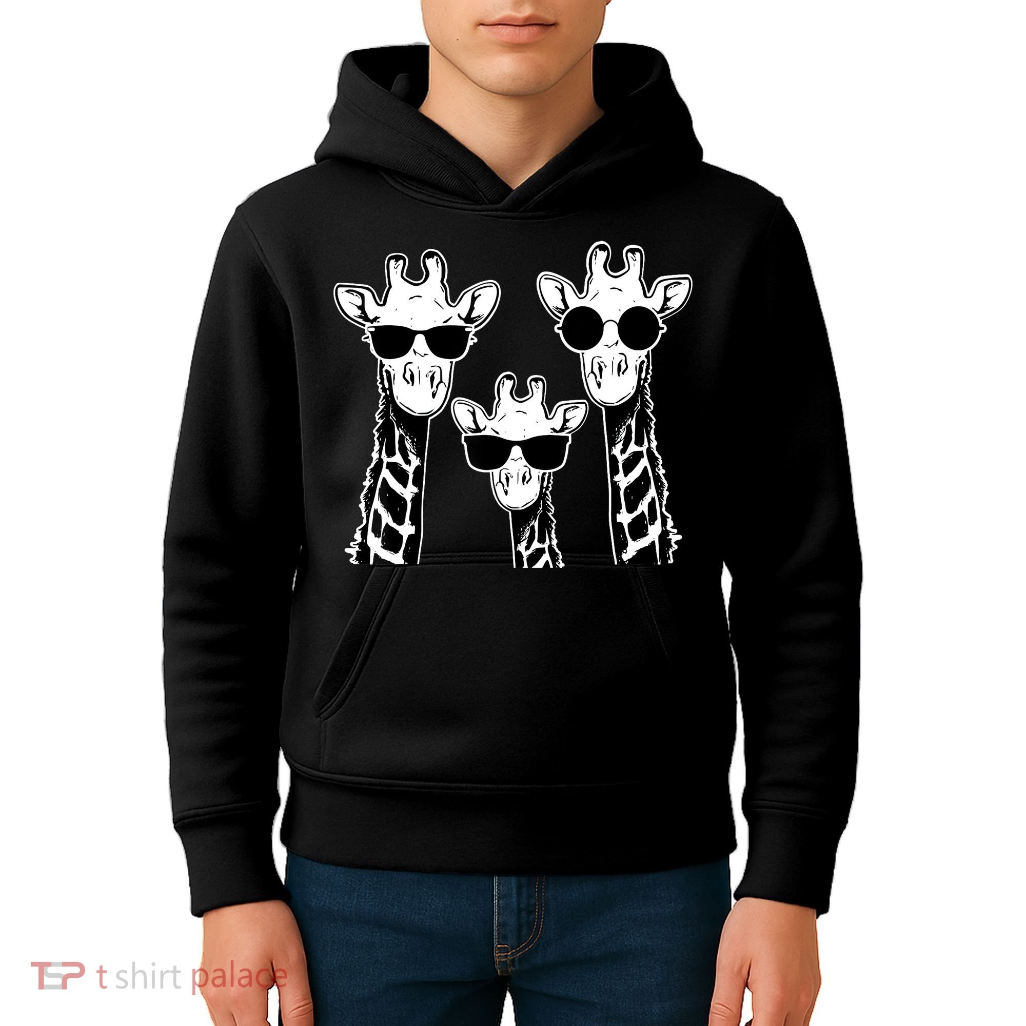 Giraffes family with sunglasses - Giraffe Kids Hoodie