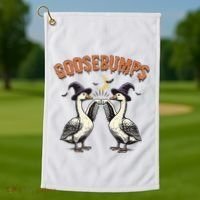 Goosebumps Funny Witch Goose Bumps Puns Halloween Golf Towel thumb 1