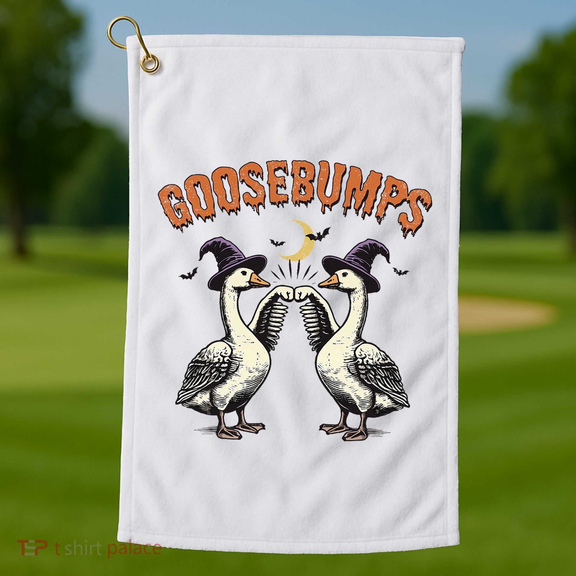 Goosebumps Funny Witch Goose Bumps Puns Halloween Golf Towel