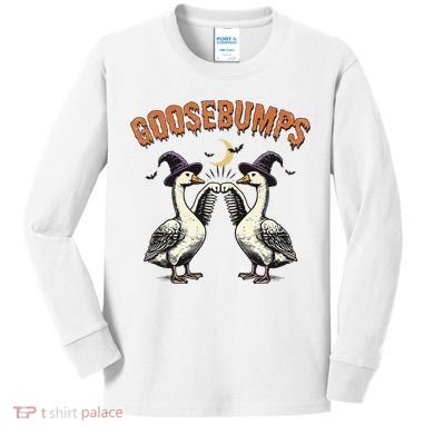 Goosebumps Funny Witch Goose Bumps Puns Halloween Kids Long Sleeve Shirt
