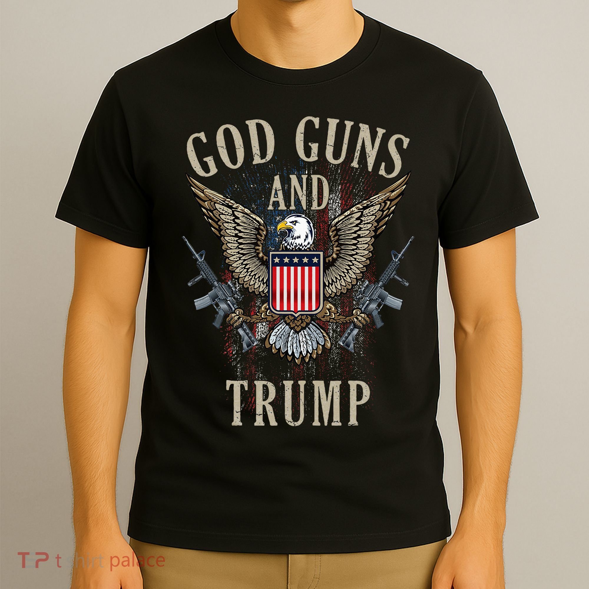 God Guns And Trump 2nd Amendment Flag Ar15 American Flag T-Shirt