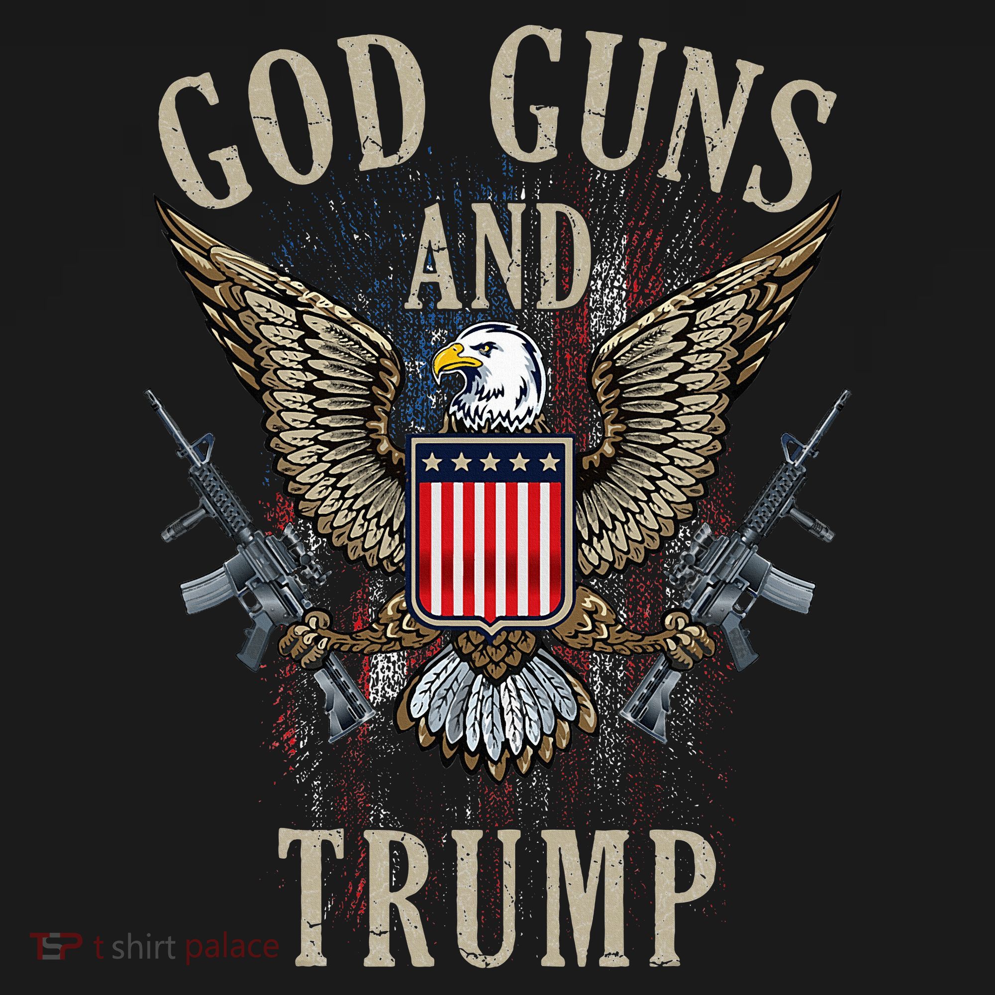 God Guns And Trump 2nd Amendment Flag Ar15 American Flag T-Shirt