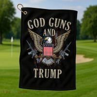God Guns And Trump 2nd Amendment Flag Ar15 American Flag Golf Towel thumb 1