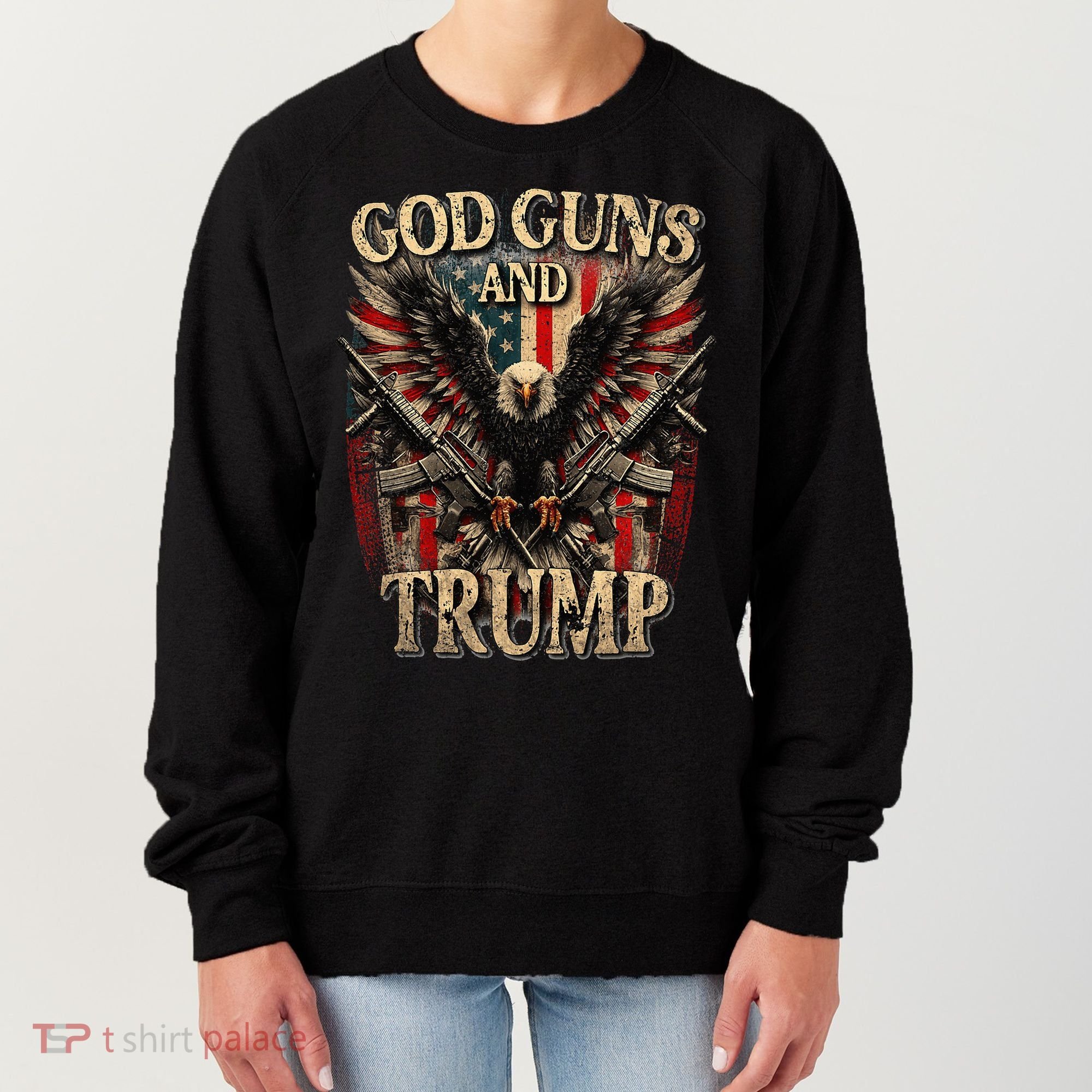 God Guns And Trump 2nd Amendment Flag Eagle American Flag Women's Sweatshirt