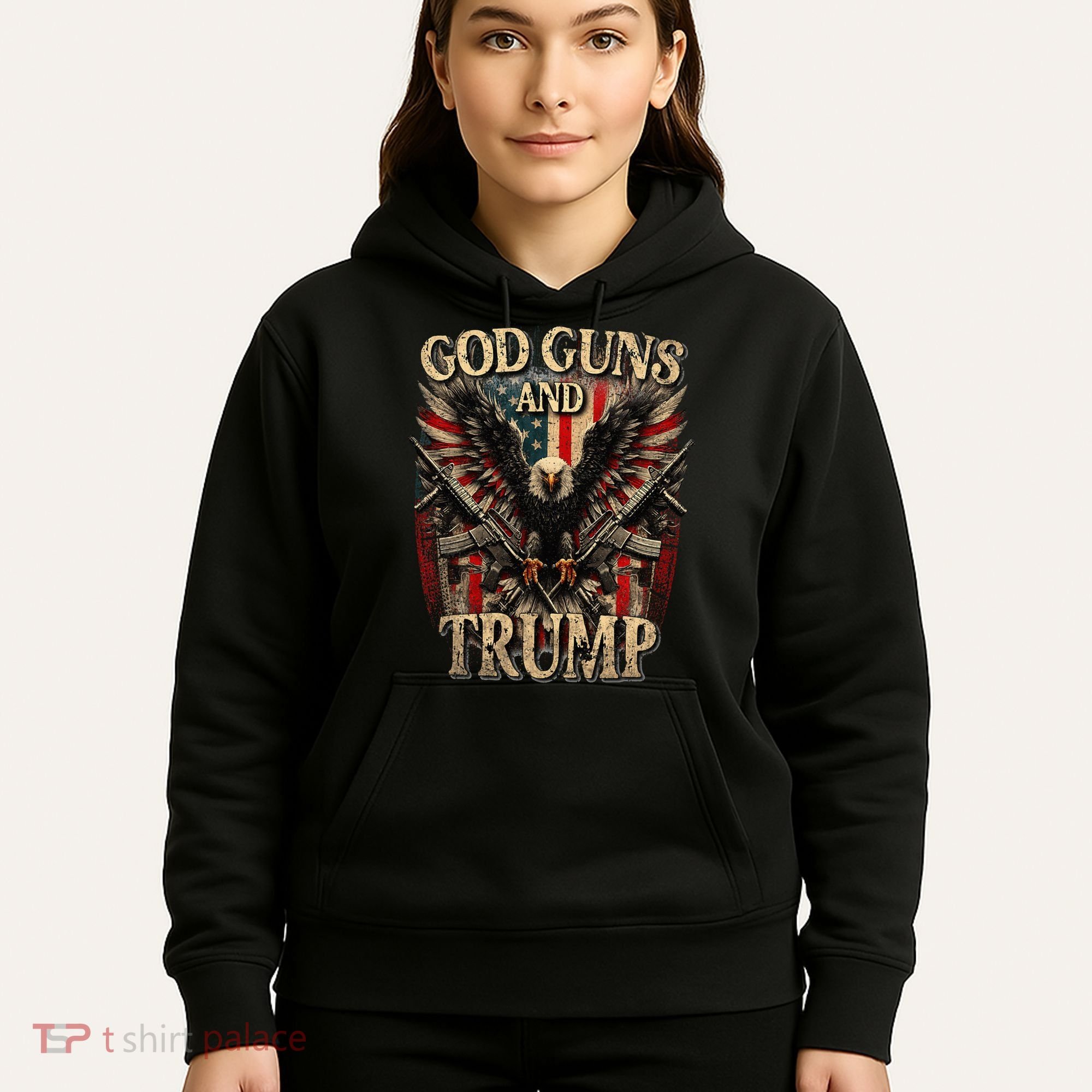 God Guns And Trump 2nd Amendment Flag Eagle American Flag Hoodie