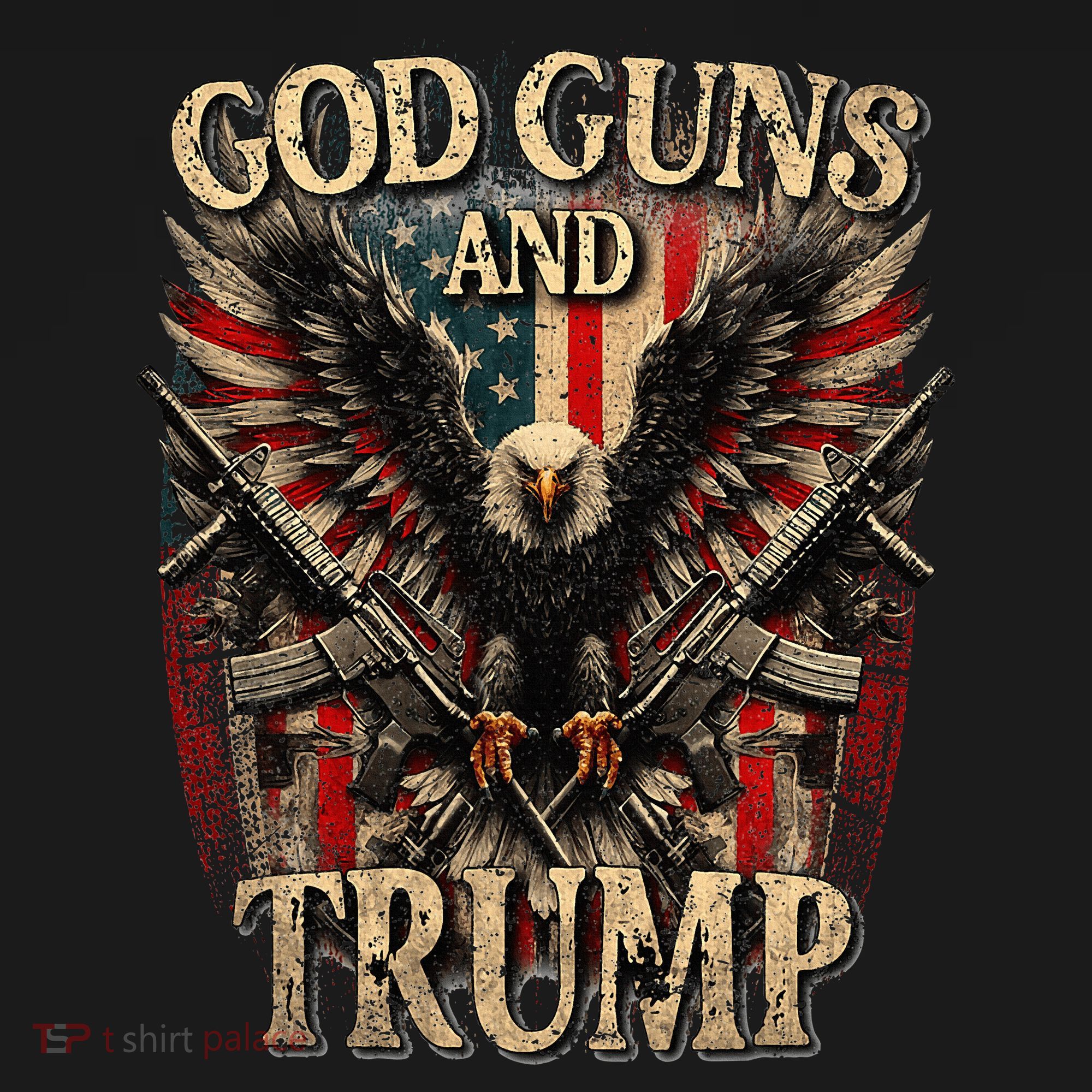 God Guns And Trump 2nd Amendment Flag Eagle American Flag Polo
