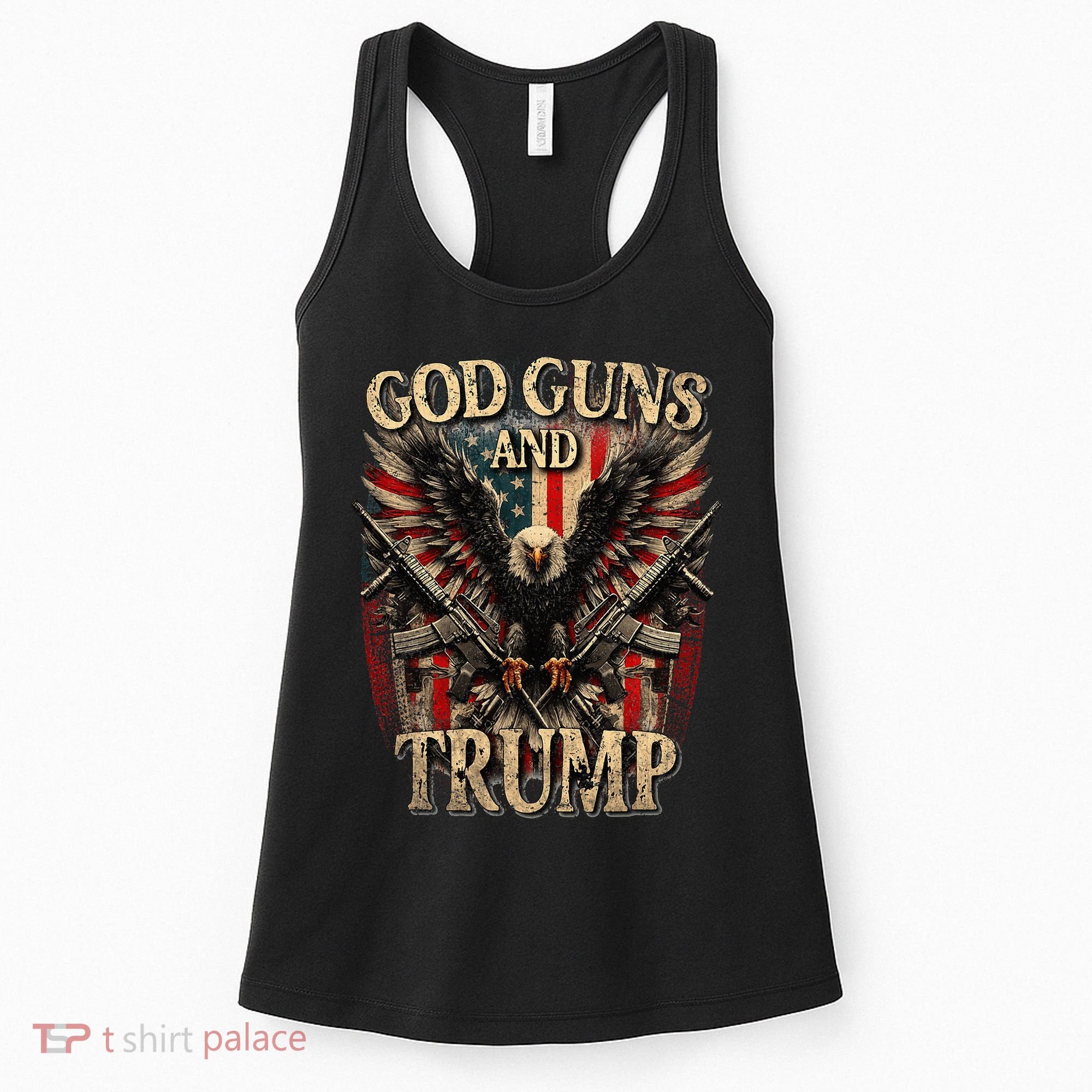 God Guns And Trump 2nd Amendment Flag Eagle American Flag Women's Tank Top