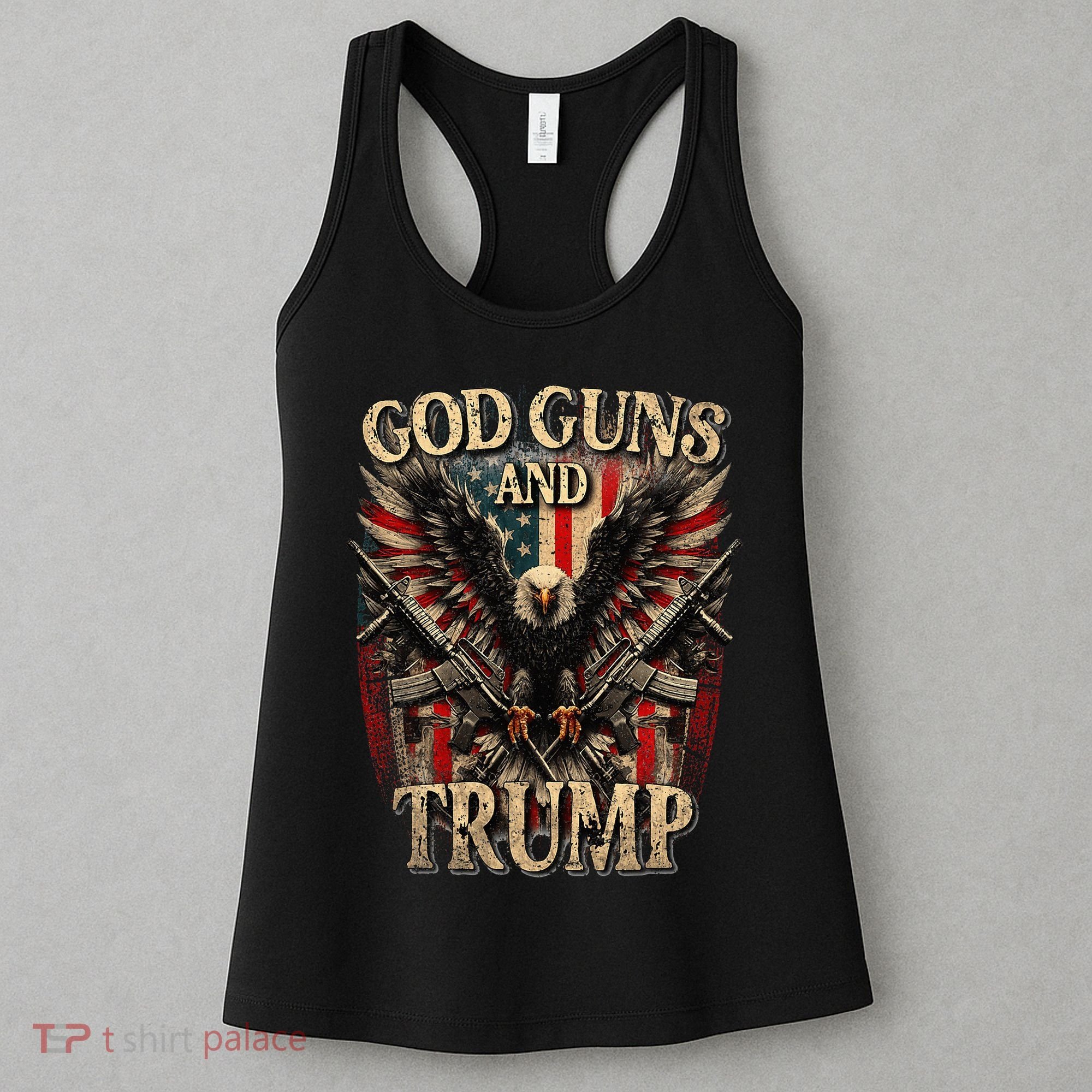 God Guns And Trump 2nd Amendment Flag Eagle American Flag Women's Tank Top