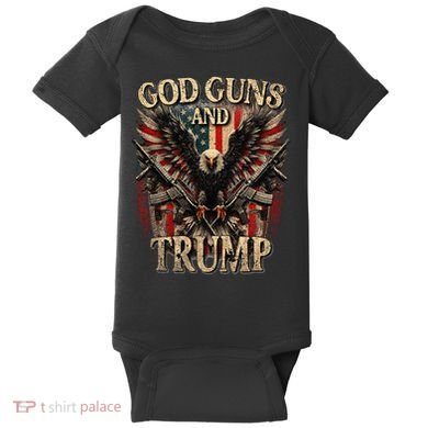 God Guns And Trump 2nd Amendment Flag Eagle American Flag Baby Bodysuit