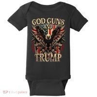 God Guns And Trump 2nd Amendment Flag Eagle American Flag Baby Bodysuit thumb 0