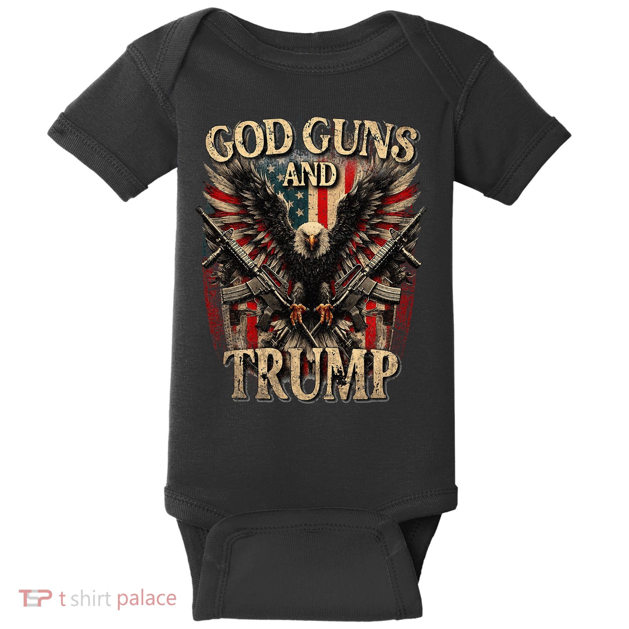 God Guns And Trump 2nd Amendment Flag Eagle American Flag Baby Bodysuit
