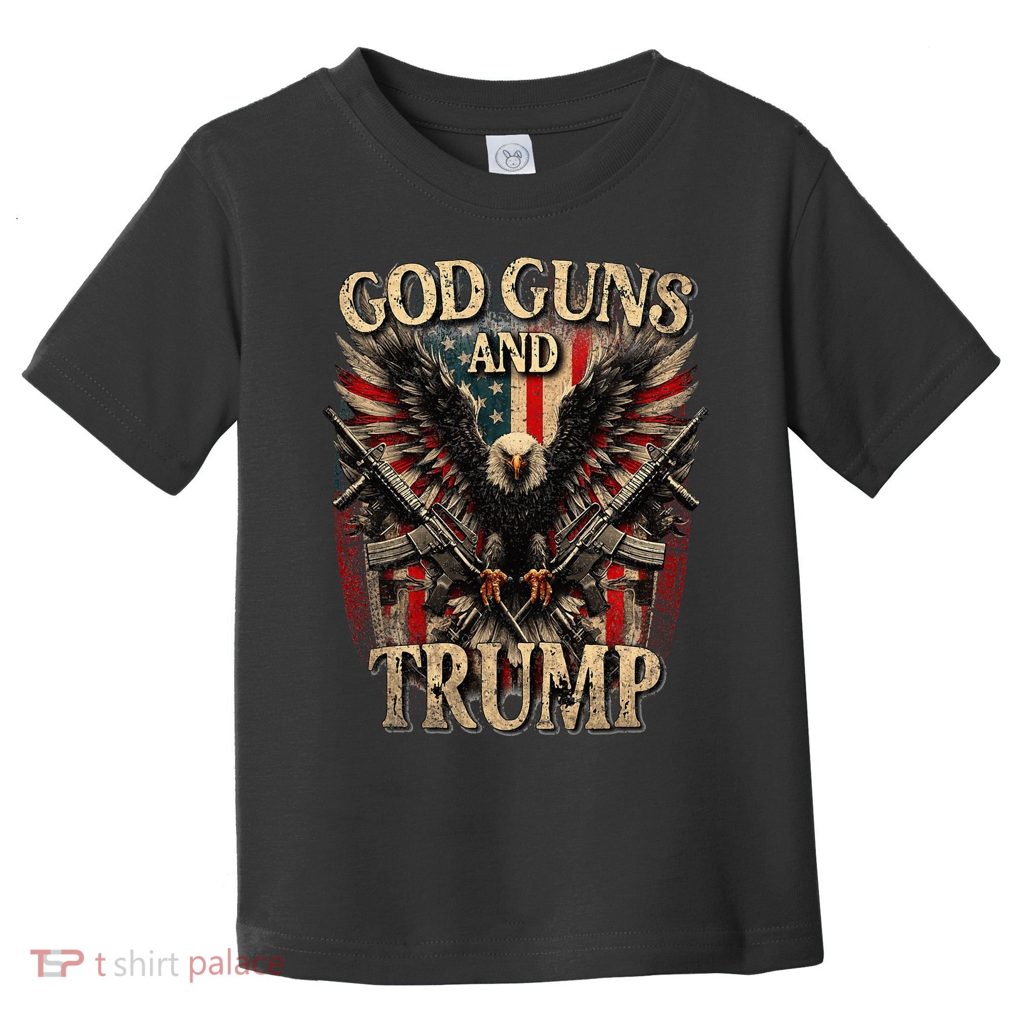 God Guns And Trump 2nd Amendment Flag Eagle American Flag Toddler T-Shirt