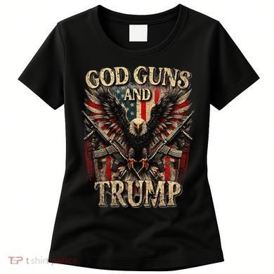God Guns And Trump 2nd Amendment Flag Eagle American Flag Women's T-Shirt