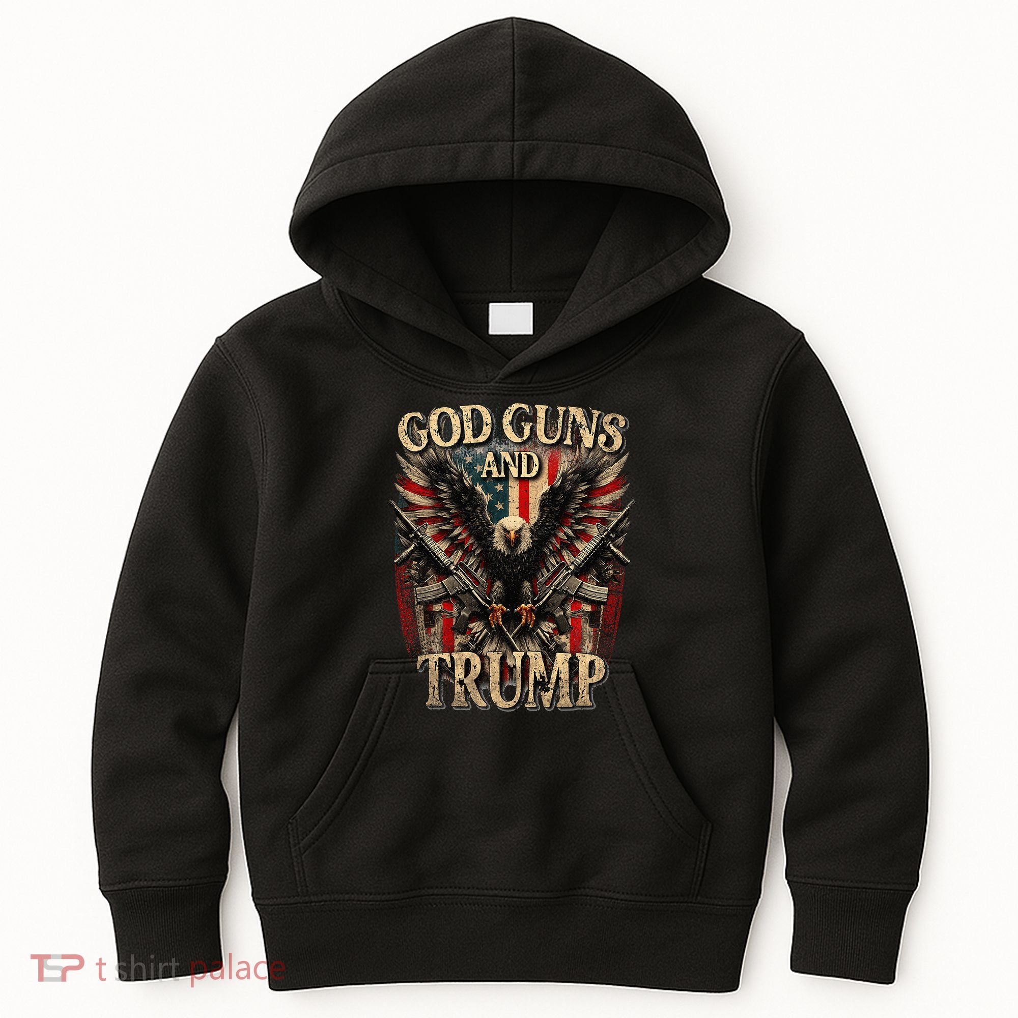 God Guns And Trump 2nd Amendment Flag Eagle American Flag Kids Hoodie