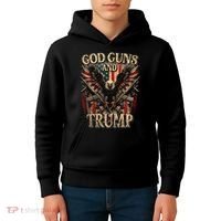 God Guns And Trump 2nd Amendment Flag Eagle American Flag Kids Hoodie thumb 4